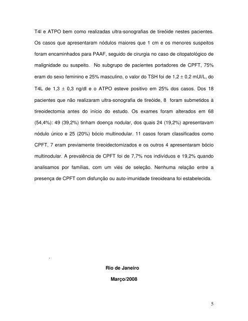 carcinoma papilífero familiar de tireóide - Faculdade de Medicina ...