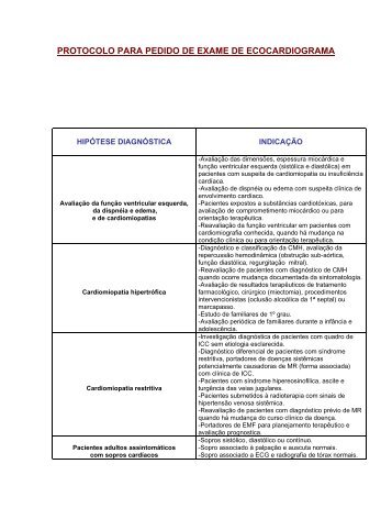 protocolo para pedido de exame de ecocardiograma - Hospital ...