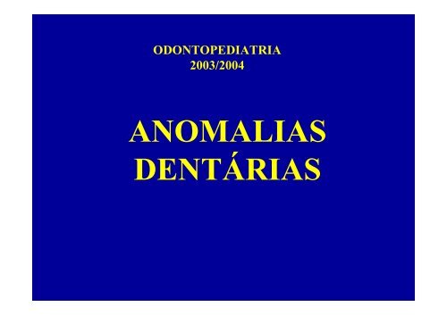 Anomalias Dentárias em Odontopediatria - PDF