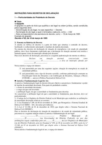 ①................................. Prefeito Municipal de ... - Defesa Civil