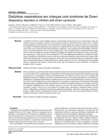 Distúrbios respiratórios em crianças com síndrome de Down