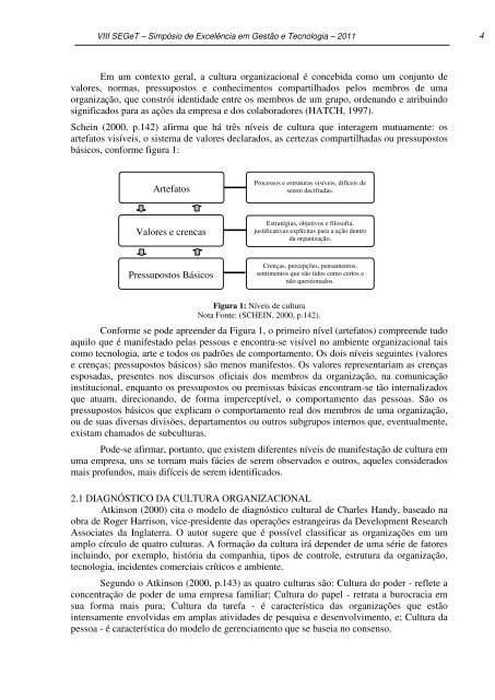 Relação Entre a Percepção de Valores Organizacionais e ... - aedb