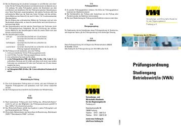 Prüfungsordnung Studiengang Betriebswirt/in - VWA Freiburg