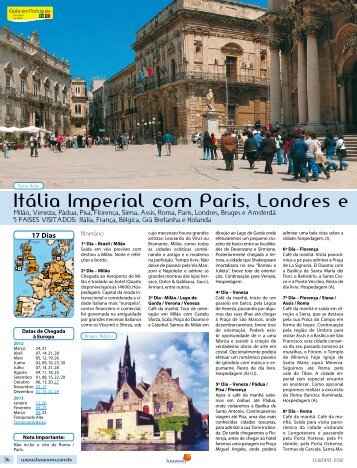 Itália Imperial com Paris, Londres e Amsterdã (Avião de ... - Lusanova