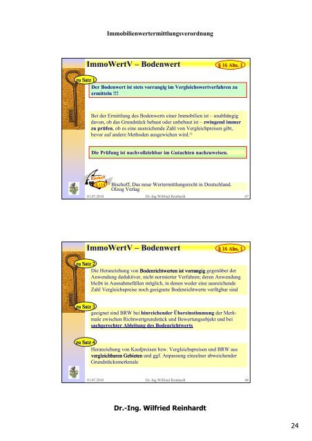 Immobilienwertermittlungs- verordnung ImmoWertV - VWA Freiburg