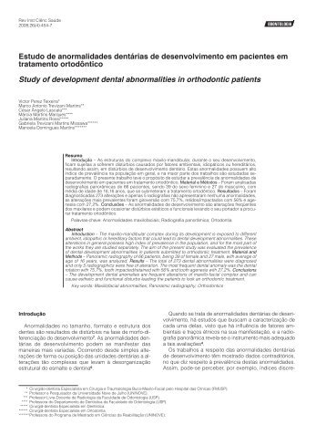 Estudo de anormalidades dentárias de desenvolvimento em ... - Unip