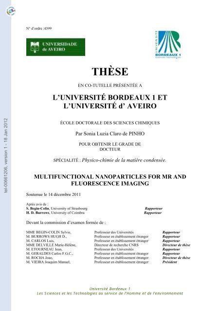 Nanoparticules multifonctionelles pour la résonance magnétique et l