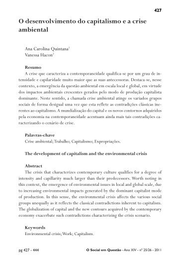 O desenvolvimento do capitalismo e a crise ambiental - O Social em ...