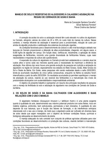 Manejo de solo e respostas do algodoeiro à ... - Embrapa Algodão