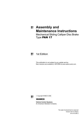 Assembly And Maintenance Instructions â WABCO