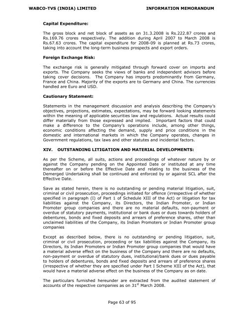 WABCO-TVS (INDIA) LIMITED INFORMATION MEMORANDUM ...