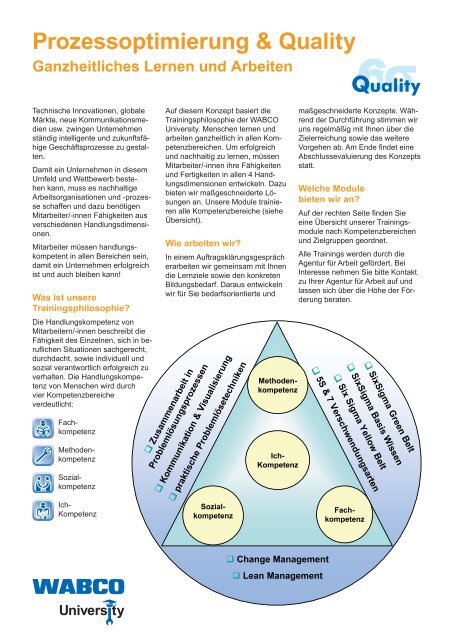 Prozessoptimierung & Quality Ganzheitliches Lernen und ... - WABCO