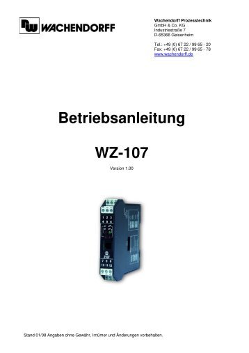 Betriebsanleitung WZ-107 - Wachendorff Prozesstechnik GmbH ...