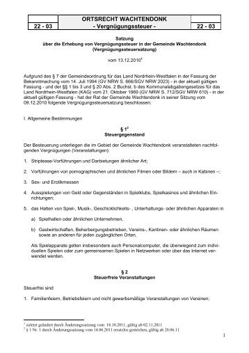 Vergnügungssteuersatzung - in der Gemeinde Wachtendonk