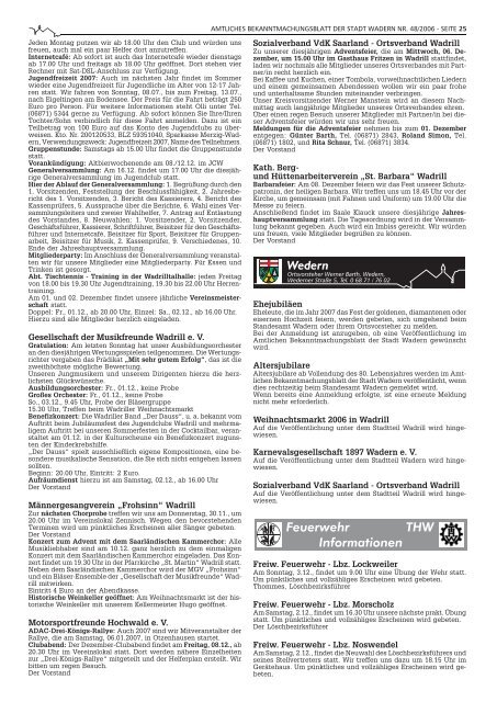 Redaktionsschluss für die letzte Ausgabe 2006 - Wadern