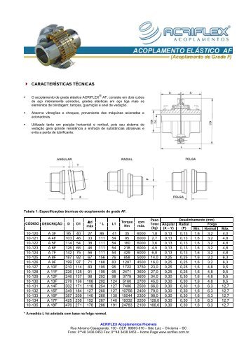 Catálogo Acoplamento Acriflex Grade F _ Pronto