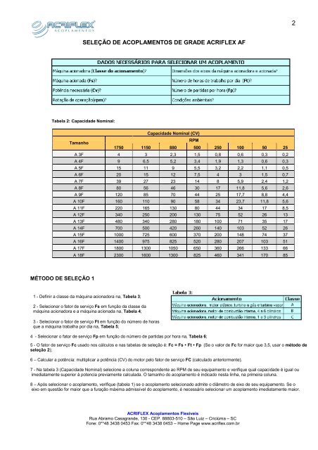 Catálogo Acoplamento Acriflex Grade F _ Pronto