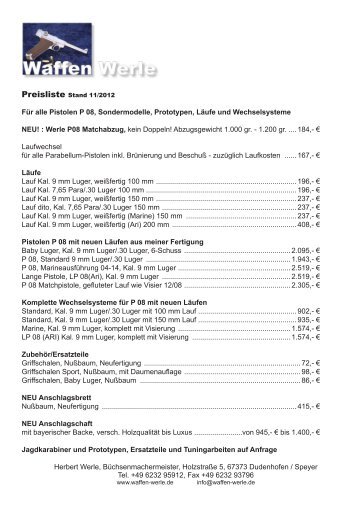 Werle Preisliste 2012.indd - waffen-werle.de