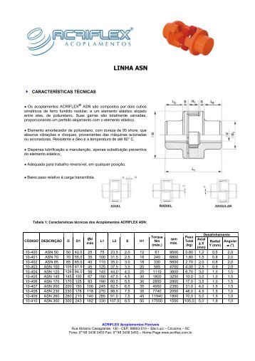 ACOPLAMENTO ASN - ACRIFLEX - Acoplamentos Flexíveis