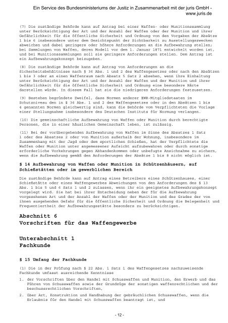 Allgemeine Waffengesetz-Verordnung (AWaffV) - Waffensammler ...