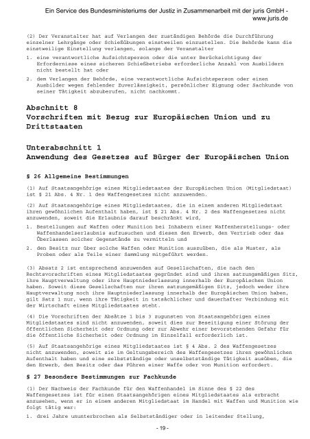 Allgemeine Waffengesetz-Verordnung (AWaffV) - Waffensammler ...