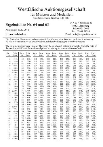 Ergebnis A64-65 - Westfälische Auktionsgesellschaft für Münzen ...