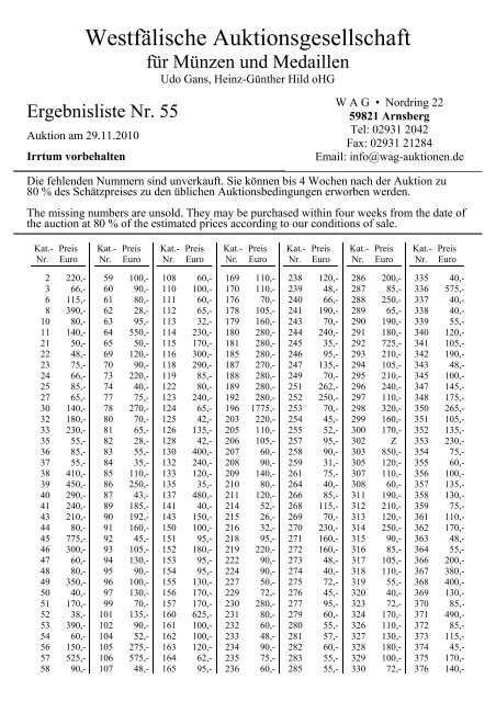 ergebnis_restanten55.pdf - Westfälische Auktionsgesellschaft für ...