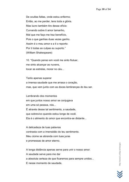 Declarações & Mensagens de Amor - William Shakespeare - Unifap