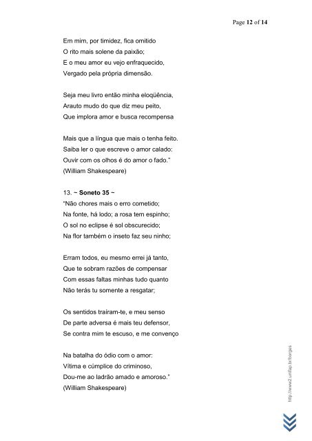 Declarações & Mensagens de Amor - William Shakespeare - Unifap