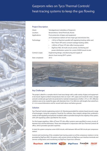 Gazprom relies on Tyco Thermal Controls' heat ... - Wagner GmbH
