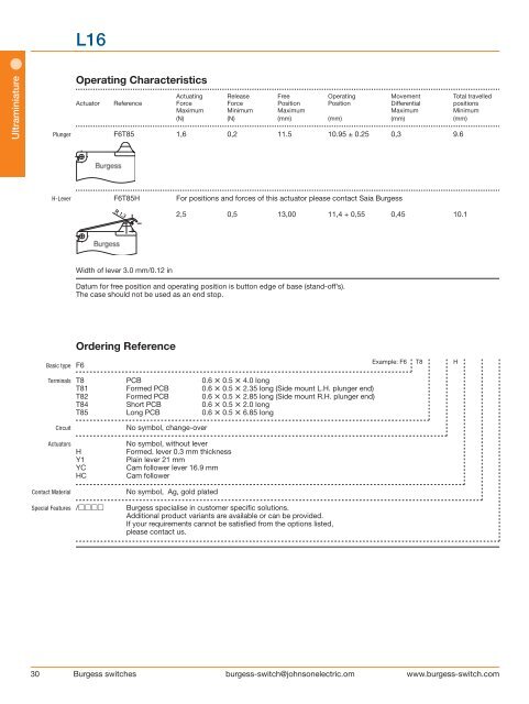 Burgess Switch Catalog Johnson Electric - Wagner GmbH