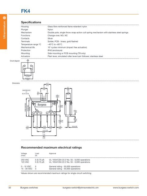 Burgess Switch Catalog Johnson Electric - Wagner GmbH