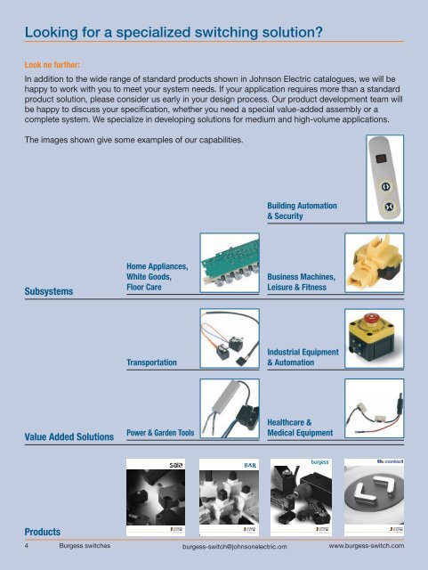 Burgess Switch Catalog Johnson Electric - Wagner GmbH