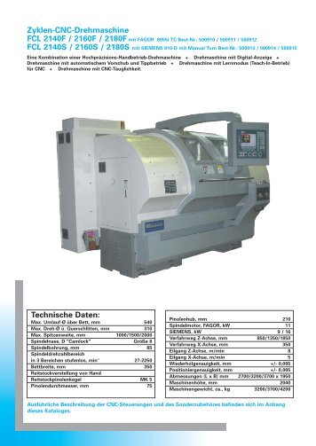 Zyklen-CNC-Drehmaschine Technische Daten: