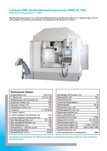 5-Achsen-CNC-Vertikal-Bearbeitungszentrum WMC 5A 1020 ...