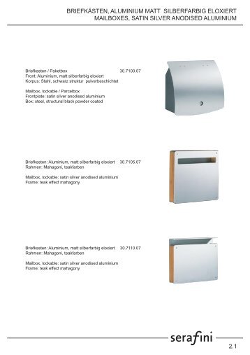Pdf-Katalog von SERAFINI - Briefkasten.com