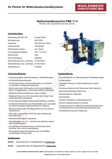 Nahtschweißmaschine PMS 11-4 - wahlenmeier schweisstechnik ...