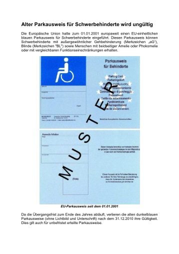 Alter Parkausweis für Schwerbehinderte wird ungültig