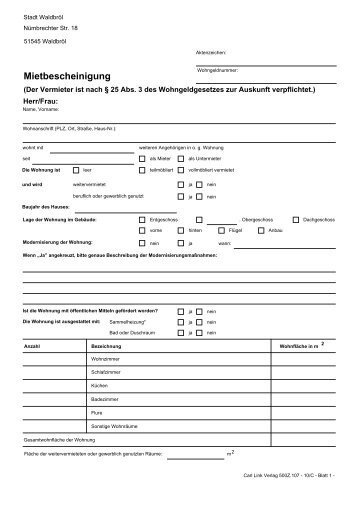 Mietbescheinigung - Stadt WaldbrÃ¶l