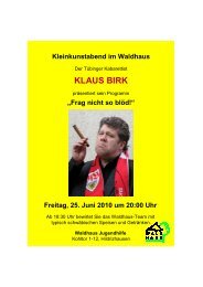 Flyer Kleinkunst - Waldhaus Jugendhilfe