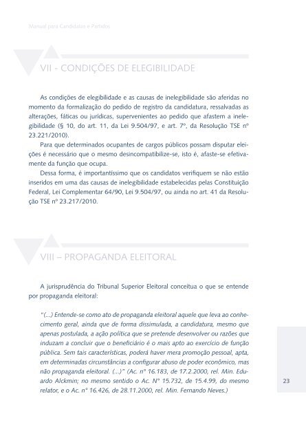 Manual para candidatos e partidos. O documento traz - PSDB