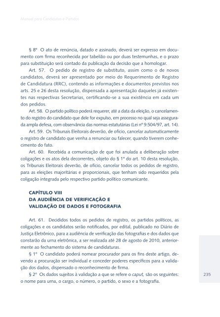 Manual para candidatos e partidos. O documento traz - PSDB