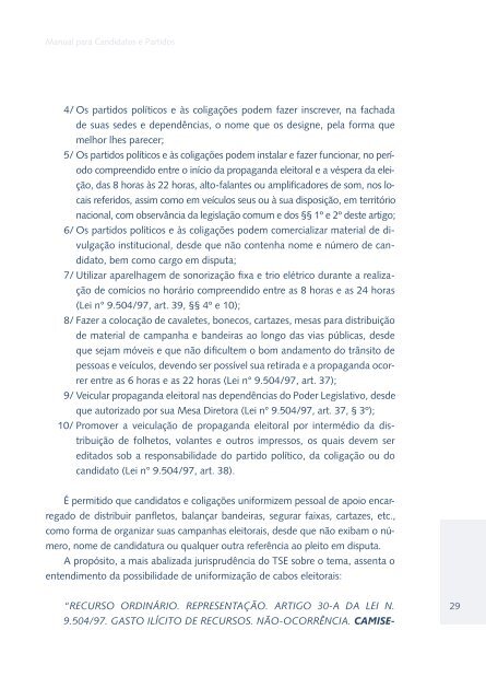 Manual para candidatos e partidos. O documento traz - PSDB