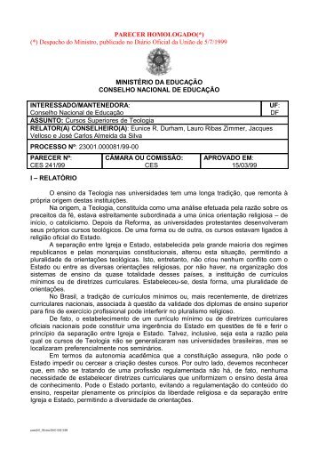 Parecer CNE/CES nº 241/99 - Ministério da Educação