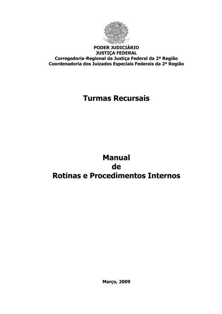 Turmas Recursais Manual de Rotinas e Procedimentos Internos - TRF