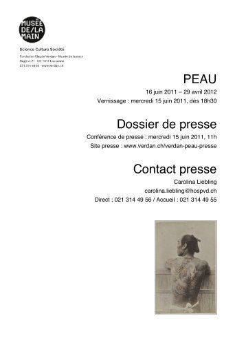 PEAU Dossier de presse Contact presse - Fondation Claude Verdan