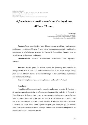 A farmácia e o medicamento em Portugal nos últimos 25 anos