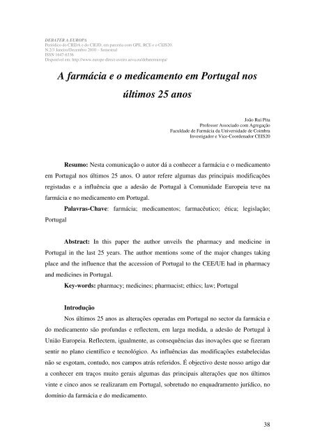 A farmácia e o medicamento em Portugal nos últimos 25 anos