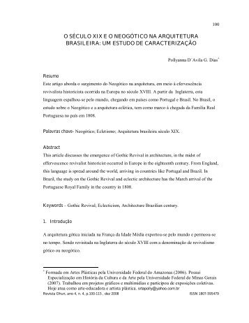 o século xix eo neogótico na arquitetura brasileira - Revista de Arte ...