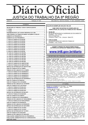 JUSTIÇA DO TRABALHO DA 8ª REGIÃO - Tribunal Regional do ...